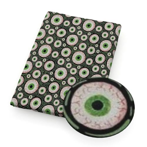 DFLINGA 50 * 145 cm Horror Augapfel Halloween Crazy Cat Polyester-Baumwollgewebe für Gewebe Nähen Quiltstoffe Handarbeitsmaterial von DFLINGA