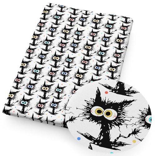 DFLINGA 50 * 145 cm Horror Augapfel Halloween Crazy Cat Polyester-Baumwollgewebe für Gewebe Nähen Quiltstoffe Handarbeitsmaterial DFLINGA 50 * 145 cm Horror Augapfel Halloween Crazy Cat Polyester-Baumwollgewebe für Gewebe Nähen Quiltstoffe Handarbeitsmaterial von DFLINGA