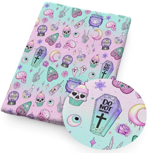 DFLINGA 50 * 145 cm Schwarz Halloween Schädel Polyester Baumwolle Stoff Tissue Nähen Quilten Stoffe Hand DIY Vorhang Tuch von DFLINGA