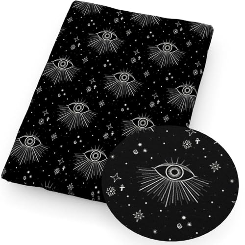 DFLINGA 50 * 145 cm Schwarz Hand Palm Augen Tiere Katze Polyester Baumwolle Stoff Bedruckt Tuch Stoff Handarbeit Handwerk Kleidungsstück DIY Material von DFLINGA