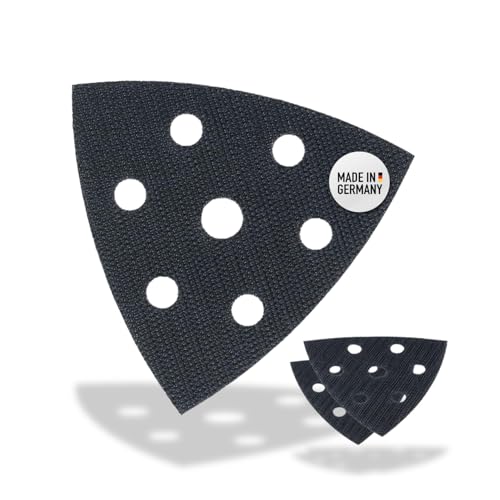 3x DFS Schutzauflage für Deltaschleifer Schleifplatte 93x93x93 mm 6-Loch [3er-SET] Klett Schutz Pad für bessere Haftung von Schleifpapier Dreieckschleifer von DFS