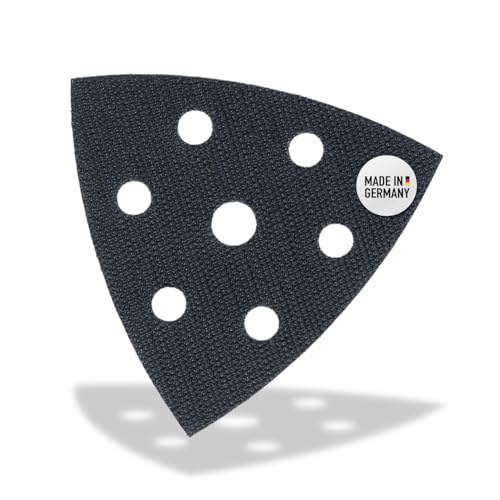 DFS Schutzauflage für Deltaschleifer Schleifplatte 93x93x93 mm 6-Loch, Klett Schutz Pad für bessere Haftung von Schleifpapier Dreieckschleifer von DFS