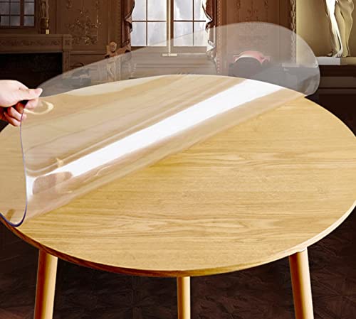 DG Catiee Runde transparente PVC-Tischdecke, transparent, Kunststoff-Tischdecke, wasserdicht, rutschfest, hitzebeständig, Schreibtischunterlagen, Matten, abwischbar (110 cm) von DG Catiee