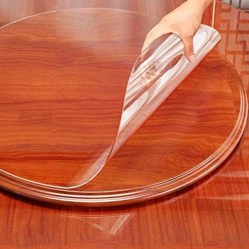 DG Catiee Transparente PVC-Tischdecke, runde Tischabdeckung, transparente Kunststoff-Tischmatten, rutschfest, wasserdicht, Möbelschutz (rund, 100 cm) von DG Catiee