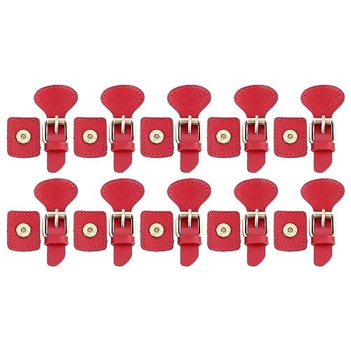 10 Sets Leder nähen Umschaltungen Verschlüsse Leder -Schnappschaltschnalle für Manteljacke DIY Lederhandwerk (Rot) von DGLDCSHUAI