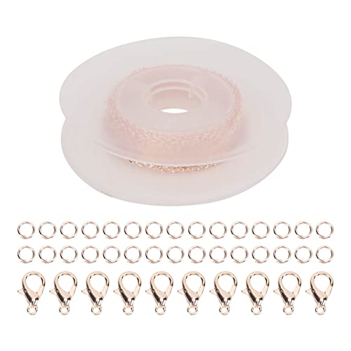 DIY Halskette Kette Kreuz Halskette 2xm Eisenkette mit Hummerverschluss für Schmuckherstellung Handwerk (Rosegolden) von DGLDCSHUAI