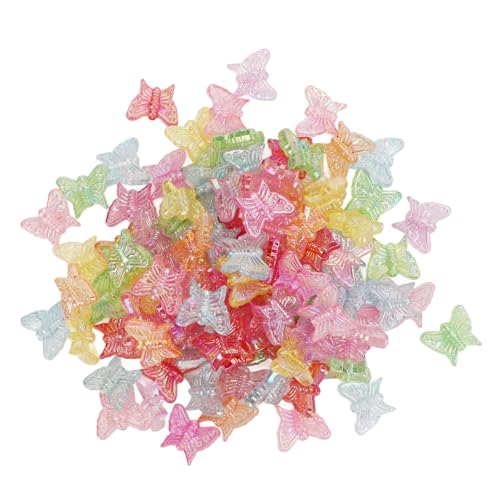 Schmetterlingsform Perlen farbenfrohe Kunststoffhandwerk Perlen Schmuck zu 100 Stück DIY Entspannend von DGLDCSHUAI