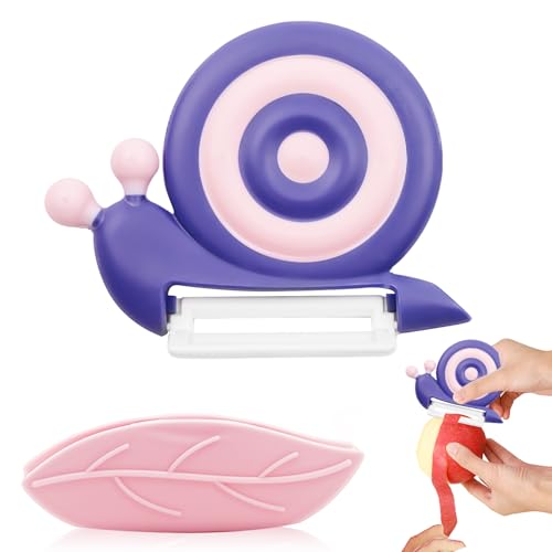 DGMI Kinder Sparschäler, SparschäLer Schnecke, Schnecke Keramik Schälmesser, Handheld kartoffelschäler, GemüSeschäLer Universalschäler, Tragbarer ObstschäLer Mit Rutschfester Griff (Lila) von DGMI