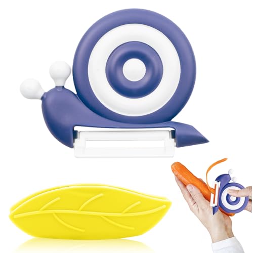 DGMI SparschäLer Schnecke, Kinder Sparschäler, Schnecke Keramik Schälmesser, Handheld kartoffelschäler, GemüSeschäLer Universalschäler, Tragbarer ObstschäLer Mit Rutschfester Griff (Blau) von DGMI