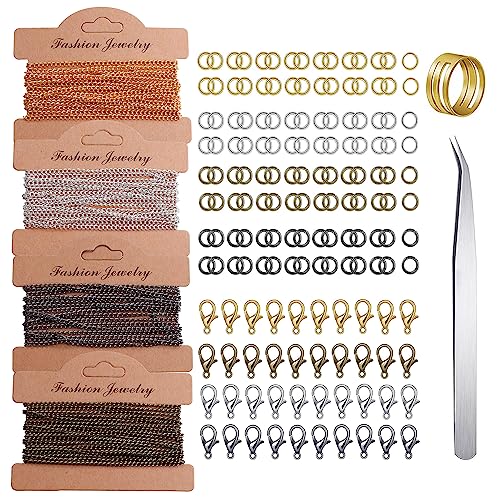 39 Fuß Gliederkette Meterware, 4 Farben Schmuckkette, Ketten Basteln Gliederkette Metall, Gliederkette Schmuck DIY mit 40 Karabinerverschlüsse und 120 Sprung Ringe für DIY Schmuck Herstellung 39 Fuß Gliederkette Meterware, 4 Farben Schmuckkette, Ketten Basteln Gliederkette Metall, Gliederkette Schmuck DIY mit 40 Karabinerverschlüsse und 120 Sprung Ringe für DIY Schmuck Herstellung von DGN