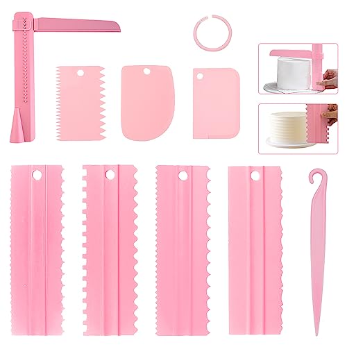 9 Stück Kuchen Schaber, Tortenschaber Kuchen Glätter Verstellbar Glatter Tortenspachtel, Cake Scraper Set, Glätter Fondant Tortenglätter, Torten Schaber Kuchenschaber für Buttercreme Backwerkzeuge von DGN