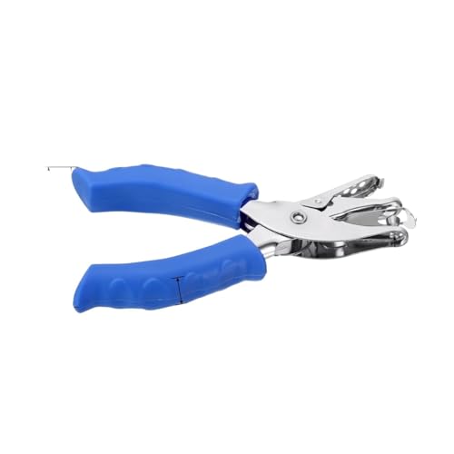Bindegeräte Schulpraxis Metall Single Loch Puncher Handheld Hole Puncher mit weichem Griff 6mm Kreisform DIY Papierstempel Bindegerät(Blue) von DGOINGPI