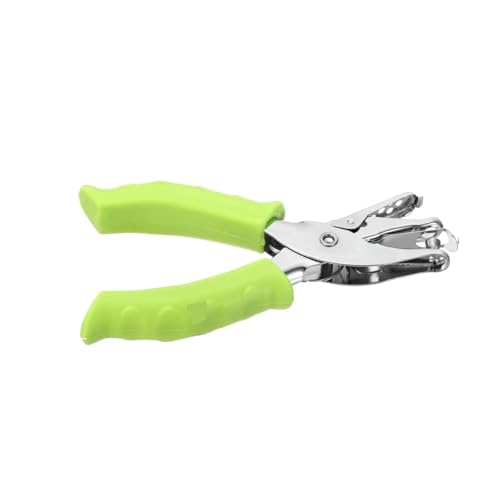 Bindegeräte Schulpraxis Metall Single Loch Puncher Handheld Hole Puncher mit weichem Griff 6mm Kreisform DIY Papierstempel Bindegerät(Green) von DGOINGPI