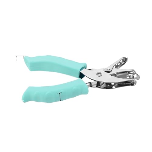 Bindegeräte Schulpraxis Metall Single Loch Puncher Handheld Hole Puncher mit weichem Griff 6mm Kreisform DIY Papierstempel Bindegerät(Light Blue) von DGOINGPI