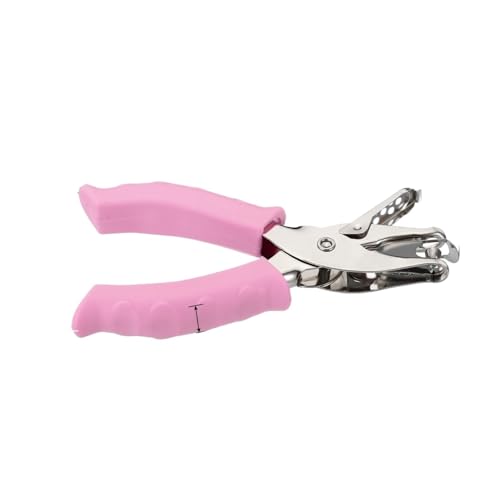 Bindegeräte Schulpraxis Metall Single Loch Puncher Handheld Hole Puncher mit weichem Griff 6mm Kreisform DIY Papierstempel Bindegerät(Pink) von DGOINGPI