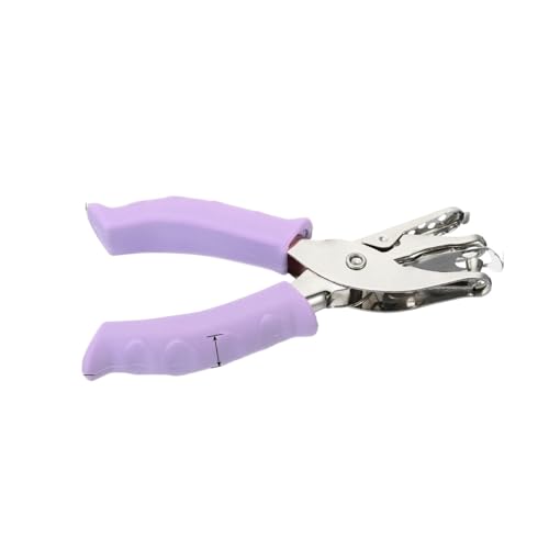 Bindegeräte Schulpraxis Metall Single Loch Puncher Handheld Hole Puncher mit weichem Griff 6mm Kreisform DIY Papierstempel Bindegerät(Purple) von DGOINGPI