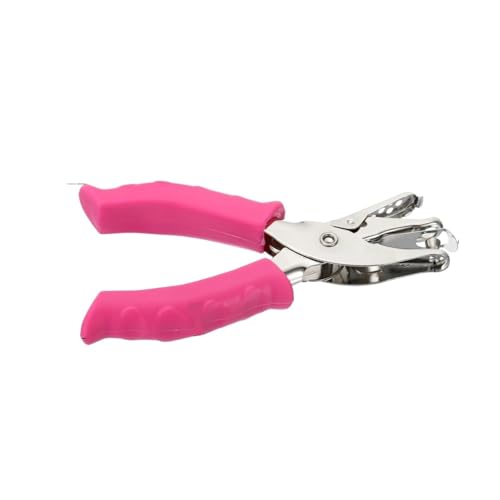 Bindegeräte Schulpraxis Metall Single Loch Puncher Handheld Hole Puncher mit weichem Griff 6mm Kreisform DIY Papierstempel Bindegerät(Red) von DGOINGPI