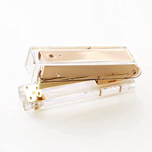 Büroheftgerät Tischhefter Mode Metall Acrylhefter Rose Gold Gold Manual Hefter 24/6 26/6 Fügen Sie 1000 STÜCKE Heftklammern ein(Gold Stapler) von DGSYUAN