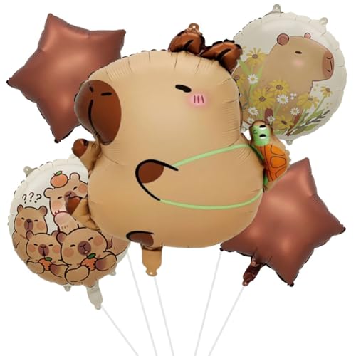 DGTSYAL Luftballons Mit Capybara-Thema, Folienballon Dekoration Anime Thema Kreative Ballon, Tiere Luftballon Party für Kinder Geburtstag Exquisite und Nette Braun Cartoon Ballon Set DGTSYAL Luftballons Mit Capybara-Thema, Folienballon Dekoration Anime Thema Kreative Ballon, Tiere Luftballon Party für Kinder Geburtstag Exquisite und Nette Braun Cartoon Ballon Set von DGTSYAL