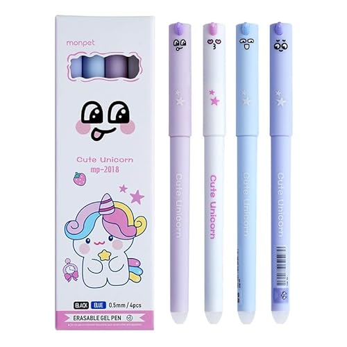 DGTSYAL Radierbare Stifte Bundle-Radierbarer Kugelschreiber Cartoon Stift Radierbar 4 Erasable Pen Löschbaren Gelstiften für Kinder Studenten Schule Büro Einhorn von DGTSYAL