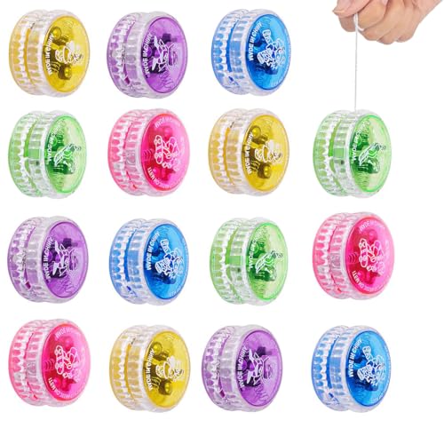 15 Stück LED Licht JoJo für Kinder, Yoyo Spielzeug Set für Anfänger, Jungen und Mädchen, Perfekt für Gastgeschenke, Partys, Kindergeburtstag und Mitgebsel（Farben Zufällig von DGUPUP