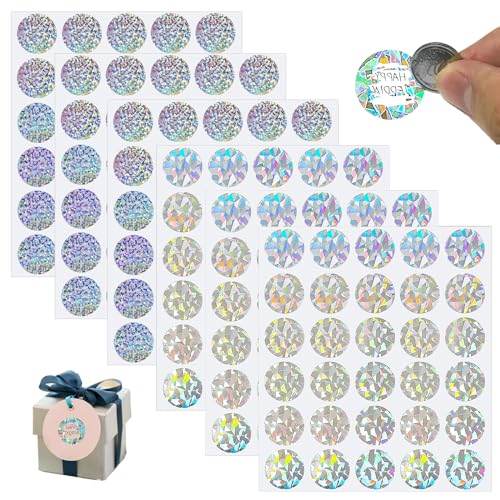 DGUSO 180 Stück Runde Rubbelaufkleber, Rubbellose Selber Diamantglitter Rubbelsticker, Rubbel-Aufkleber Holografisch Selbstklebend für Gutschein DIY-Tagebücher Uberraschungsgrußkarten (25.4mm Bunt) von DGUSO