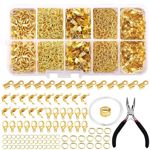 Verschluss Für Armbänder 500 Stück Kettenverschluss Gold Set, Ketten Verschlüsse Ketten Verschlüsse Armband Verschluss mit Biegeringe und Crimpenden, Armband Verschlüsse für Schmuckherstellung(Gold) Verschluss Für Armbänder 500 Stück Kettenverschluss Gold Set, Ketten Verschlüsse Ketten Verschlüsse Armband Verschluss mit Biegeringe und Crimpenden, Armband Verschlüsse für Schmuckherstellung(Gold) von DGUSO