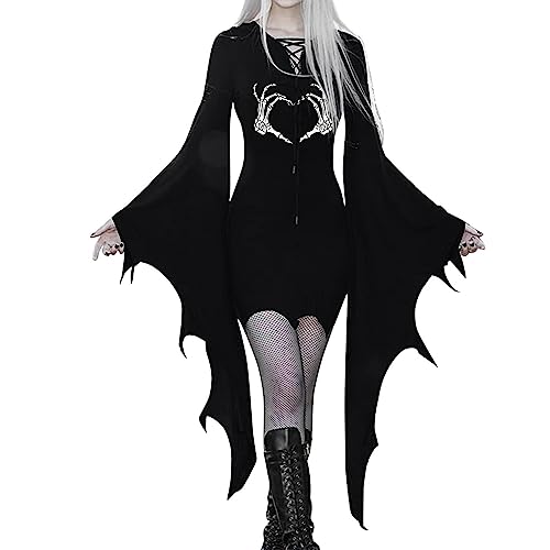 DGZTWLL Damen Renaissance Mittelalter Kostüme Sexy Bodycon Gothic Kleider für Frauen Cosplay Kostüm Gothic Korsett Kleid, A2-schwarz, L von DGZTWLL