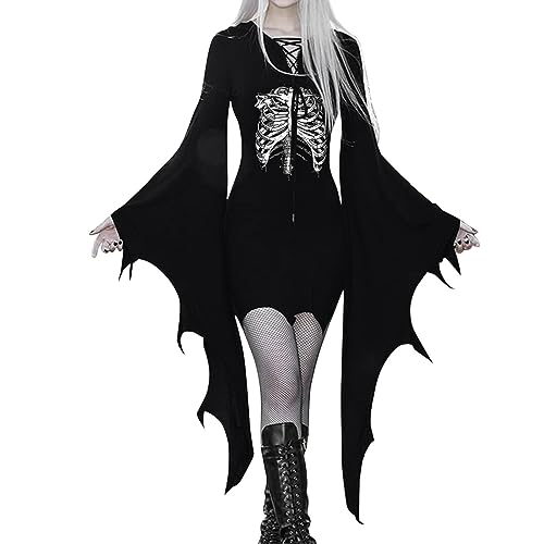 DGZTWLL Damen Renaissance Mittelalter Kostüme Sexy Bodycon Gothic Kleider für Frauen Cosplay Kostüm Gothic Korsett Kleid, A4-schwarz, M von DGZTWLL