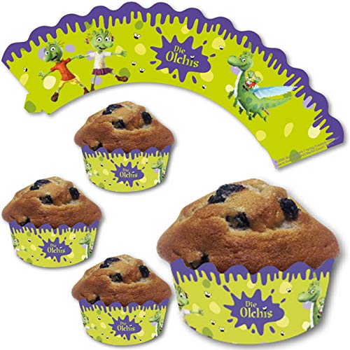 DH-Konzept 12 Deko-Banderolen für Muffins und Cupcakes * OLCHIS * für Kinderparty und Kindergeburtstag | Olchi Pappteller Partyteller Party Set von DH-Konzept