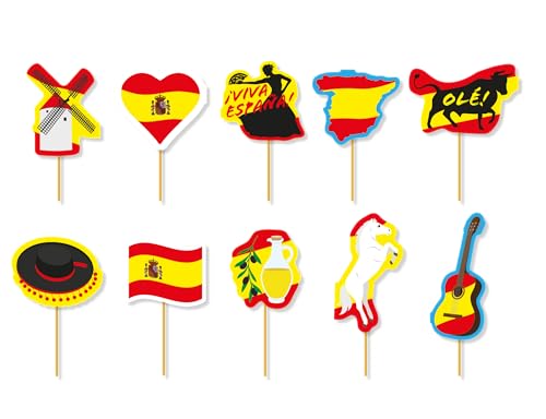 20 Muffin-Picker * SPANIEN * als Deko für Länderparty und Mottoparty | Spain Madrid Muffindekoration Cake-Topper Rot Gelb Party Set von DH-Konzept