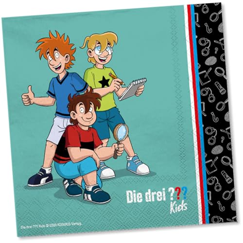 20 Servietten * DIE DREI ??? KIDS * für Kinderparty und Kindergeburtstag | 3 Fragezeichen Papierservietten Napkins Kinder Detektive Party Set 20 Servietten * DIE DREI ??? KIDS * für Kinderparty und Kindergeburtstag | 3 Fragezeichen Papierservietten Napkins Kinder Detektive Party Set von DH-Konzept
