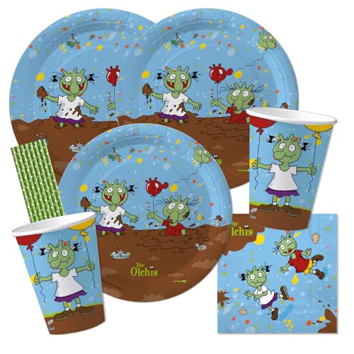 44-teiliges Party-Set - Die Olchis - Teller Becher Servietten Trinkhalme für 8 Kinder 44-teiliges Party-Set - Die Olchis - Teller Becher Servietten Trinkhalme für 8 Kinder von DH-Konzept