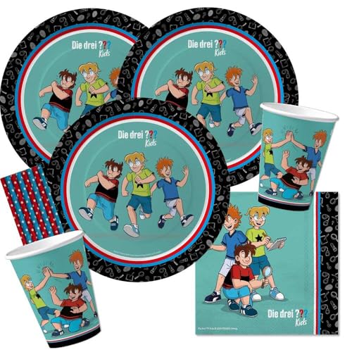 44-teiliges Party-Set - Drei Fragezeichen ??? Kids - Teller Becher Servietten Trinkhalme für 8 Kinder 44-teiliges Party-Set - Drei Fragezeichen ??? Kids - Teller Becher Servietten Trinkhalme für 8 Kinder von DH-Konzept