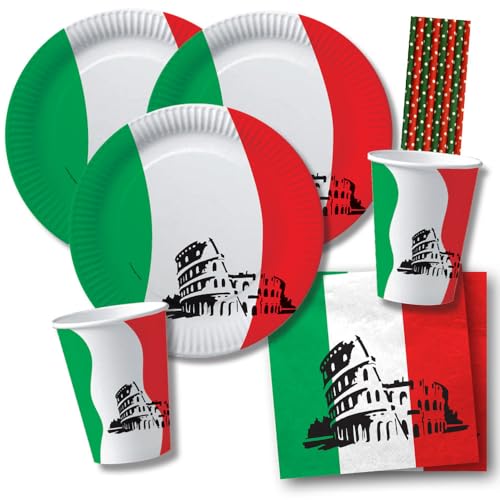56-teiliges Party-Set Italien - Teller Becher Servietten Trinkhalme für 10 Personen 56-teiliges Party-Set Italien - Teller Becher Servietten Trinkhalme für 10 Personen von DH-Konzept