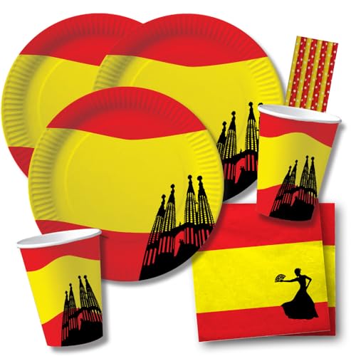 56-teiliges Party-Set Spanien - Teller Becher Servietten Trinkhalme für 10 Personen 56-teiliges Party-Set Spanien - Teller Becher Servietten Trinkhalme für 10 Personen von DH-Konzept