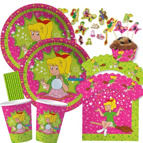 67-teiliges Party-Set - Bibi Blocksberg - Teller Becher Servietten XXL-Konfetti Muffin-Banderolen Picker Trinkhalme für 8 Kinder 67-teiliges Party-Set - Bibi Blocksberg - Teller Becher Servietten XXL-Konfetti Muffin-Banderolen Picker Trinkhalme für 8 Kinder von DH-Konzept