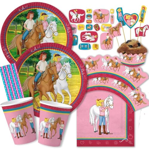 67-teiliges Party-Set - Bibi und Tina - Teller Becher Servietten XXL-Konfetti Muffin-Banderolen Picker Trinkhalme für 8 Kinder 67-teiliges Party-Set - Bibi und Tina - Teller Becher Servietten XXL-Konfetti Muffin-Banderolen Picker Trinkhalme für 8 Kinder von DH-Konzept