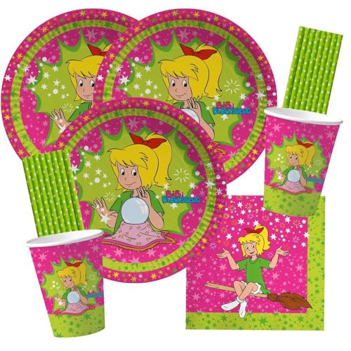 68-teiliges Party-Set - Bibi Blocksberg - Teller Becher Servietten Trinkhalme für 16 Kinder 68-teiliges Party-Set - Bibi Blocksberg - Teller Becher Servietten Trinkhalme für 16 Kinder von DH-Konzept