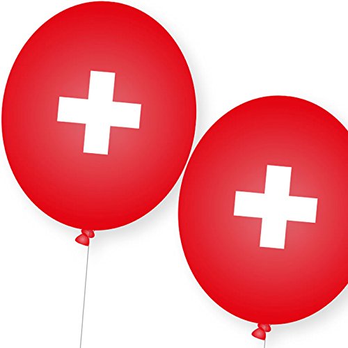 8 Luftballons * SCHWEIZ * als Deko für Mottoparty, Länderparty und Geburtstag von DH-Konzept // Ballons Party Set von DH-Konzept