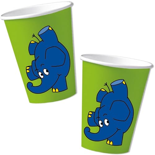 8 Partybecher * DIE SENDUNG MIT DEM ELEFANTEN * für Kinderparty und Kindergeburtstag | Elefant MAus LAch- und Sachgeschichten Becher Pappbecher Cups Kinder Party Deko Set von DH-Konzept