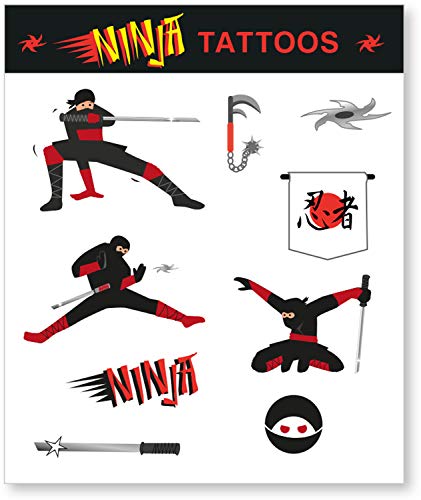 9-tlg. Tattoo-Set * NINJA * als Mitgebsel oder Geschenk | Karate Judo Sticker Bilder Kinder Kindergeburtstag Geburtstag von DH-Konzept