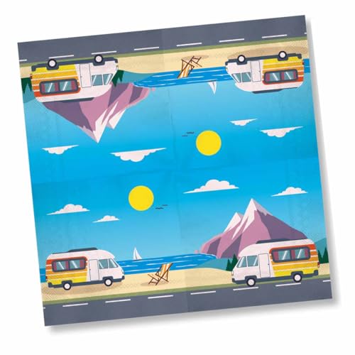 20 Servietten * CAMPING * für Geburtstag, Party und Urlaub | Napkins Papierservietten Camper von DH-Konzept