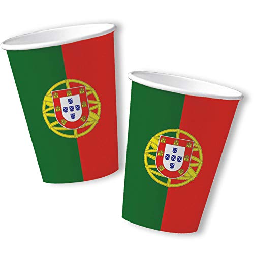 DH-Konzept 10 Becher * Portugal * für EM 2020-Party und Geburtstag | portugiesisch Länder Fahnen Mottoparty Pappbecher Cups Partybecher von DH-Konzept