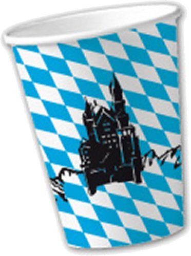 DH-Konzept 10 Becher Bayern / Oktoberfest mit 200ml Inhalt Pappbecher Party Geburtstag Bavaria Blau Weiss von DH-Konzept