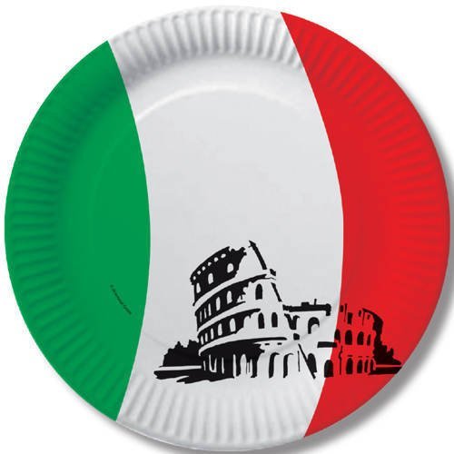DH-Konzept 10 Teller * Italien * für Party und Geburtstag Pappteller Partyteller Party Fete Set Italy Italienische Nacht Grün Weiß Rot von DH-Konzept