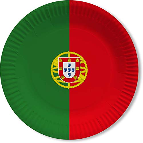 DH-Konzept 10 Teller * Portugal * für EM 2020 Party und Geburtstag | portugiesisch Länder Fahnen WM 2022 Mottoparty Pappteller Partyteller Lisabon von DH-Konzept