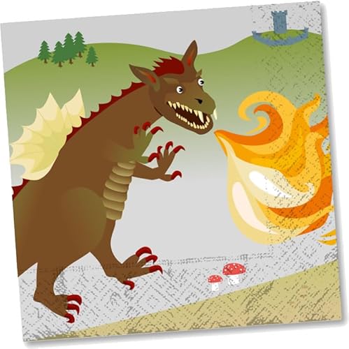 20 Servietten * Ritter & Drache * für Kindergeburtstag von DH-Konzept // RITSERVE017 // Kinder Geburtstag Party Drachen Feier Jungs Set von DH-Konzept