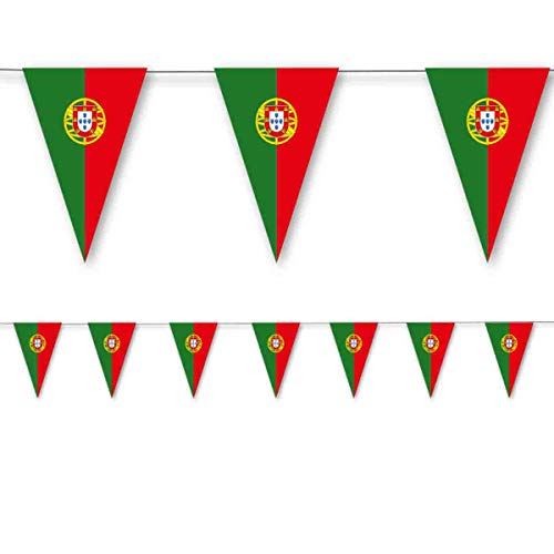 DH-Konzept 3,5m Wimpelkette * Portugal * als Deko für EM 2020-Party und Geburtstag | mit 10 Wimpel | portugiesisch Länder Fahnen WM 2922 Mottoparty Girlande Dekoration von DH-Konzept
