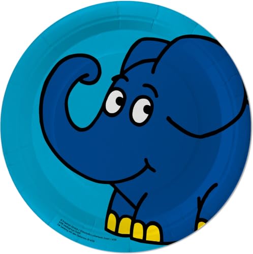 DH-Konzept 8 Partyteller * DIE SENDUNG MIT DEM ELEFANTEN * für Kinderparty und Kindergeburtstag | Elefant Maus Teller Pappteller Plates Kinder Party Set von DH-Konzept